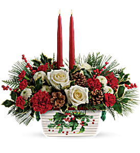 Halls of Holly Centerpiece with candles