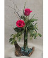 Hand-Blown Bud Vase with Roses Arrangement