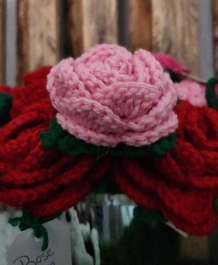 Hand Crochet Chunky Yarn Rose Gift