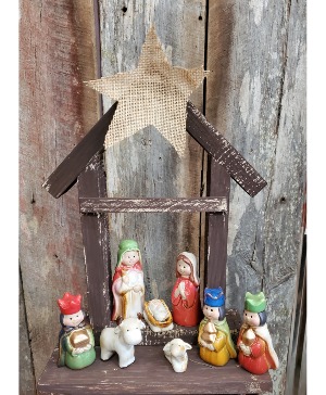 Hand-made stable with nativity Holiday