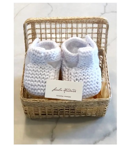 Hand Made White Booties Baby Gifts