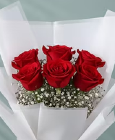 Hand Tied Half Dozen Rose Bouquet 