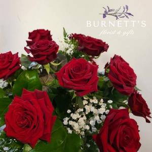 Hand Tied Bouquet of Roses  (no vase)  your color choice