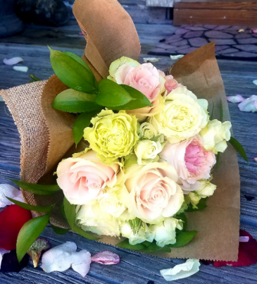 hand tied bouquet of soft roses hand tied bouquet in Key West, FL | Petals & Vines