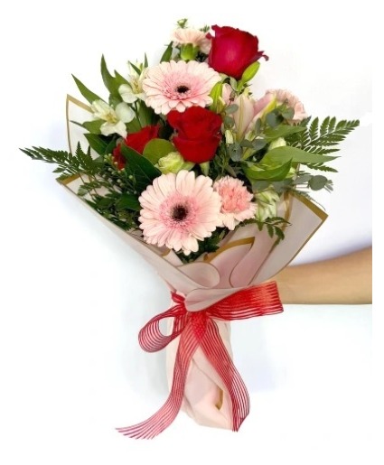 Hand Tied Floral Bouquet Wrapped Seasonal Floral Mix