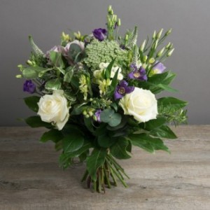 Hand Tied Purple White European Hand Tied Cut Bouquet (no vase)