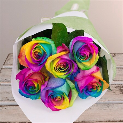 Hand Tied Rainbow Roses