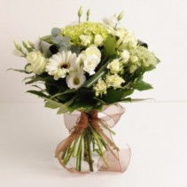 Hand Tied White Green European Hand Tied Cut Bouquet (no vase)