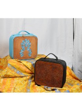 Hand tooled leather make-up case 