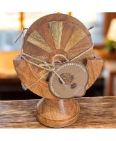 Handcrafted Wooden Coaster Set with Stand Gift Item