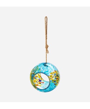 Hanging Glass Round Bird Feeder Gift 