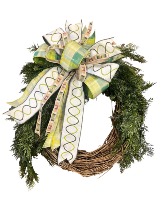 HANGING GREENERY GRAPVINE WREATH W/ PREMIUM BOW SILK WREATH WITH BOW 
