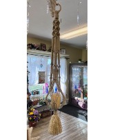 Hanging Macrame with Glass Bowl and LED Candle 