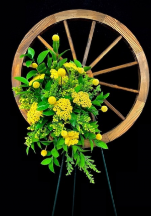 Happy Trails To You Wooden Wheel with Seasonal Floral