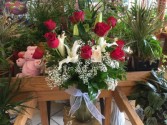 Happy Anniversary  Roses & Lilies Vase Arrangement