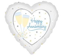 Happy Anniversary Wine Glasses Heart Mylar Balloon