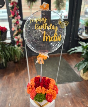 Happy birthday  Personalized Balloon- Fresh Flower Arrangement