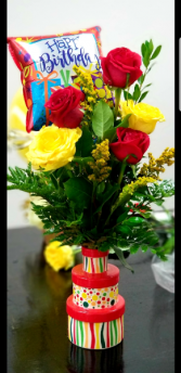 Happy Birthday Bouquet SPECIAL Rose's and Balloon Bouquet