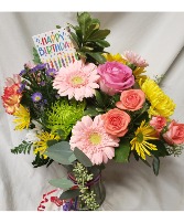 HAPPY BIRTHDAY BRIGHTS! MIXED BRIGHT Flowers arranged and includes a Happy Birthday pic in Oxford, Ohio | OXFORD FLOWER SHOP HAPPY BIRTHDAY BRIGHTS! MIXED BRIGHT Flowers arranged and includes a Happy Birthday pic in Oxford, Ohio | OXFORD FLOWER SHOP