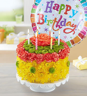 Happy Birthday Flower Cake 