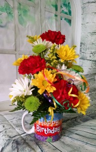 Fun Happy Birthday Roses Mug Bouquet