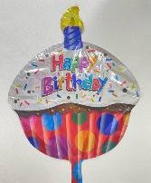 Happy Birthday Polka Dot Cupcake Balloon 