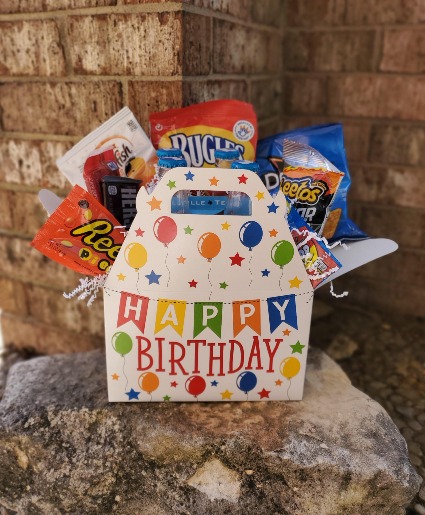 Happy Birthday Snack Basket Basket Arrangement