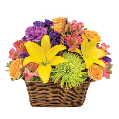 Happy Blooms Basket Arrangement