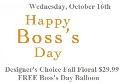 Happy Boss's Day Fall Floral Balloon & Fall Mix Arrangement