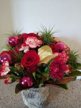Happy Christmas Pink & red Christmas rustic  bouquet