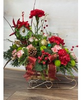 The Giving wreath Keepsake in sleigh  Ornament keepsake arrangement