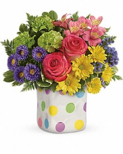 Happy Dots Bouquet Cube Arrangement