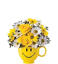 Happy Face Mug / Bowl Happy Face Container full of flowers