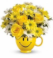 Teleflora's Happy Face Arrangement Fresh Flowers in Happy Face Container