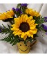 Happy Face with Sunflowers!..3 sunflowers in Happy face mug with seasonal filler!