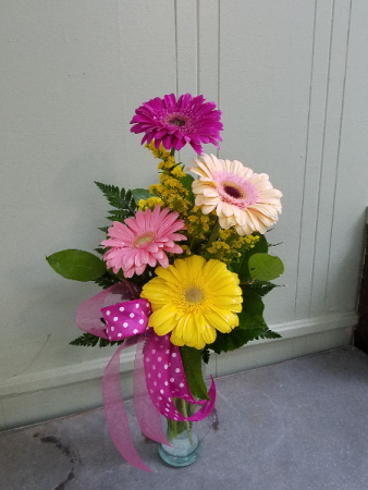 Happy Gerbera Daisies Budvase