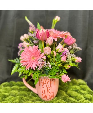 Happy Girl Mom Florals in Keepsake Girl Mom Mug