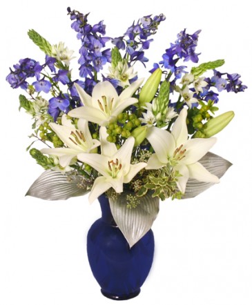 Shimmery White & Blue Bouquet in New Milford, CT | RUTH CHASE FLOWERS