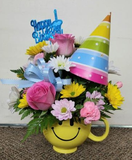 Happy Happy Birthday Bouquet  FHF-B77411 Fresh Flower Keepsake (Local Delivery Only)