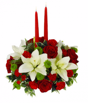 Happy Holiday Centerpiece with Candle