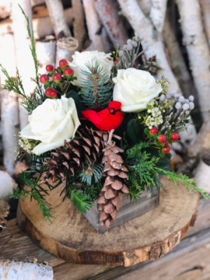 Happy Holidays Rustic Box Arrangement 