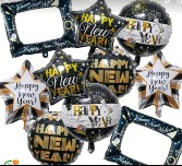 Happy New Years Balloons Black 