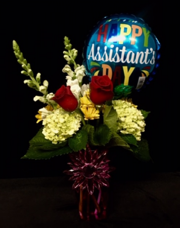 Happy Professional Assistant's Day! Mixed Floral Design With Balloon