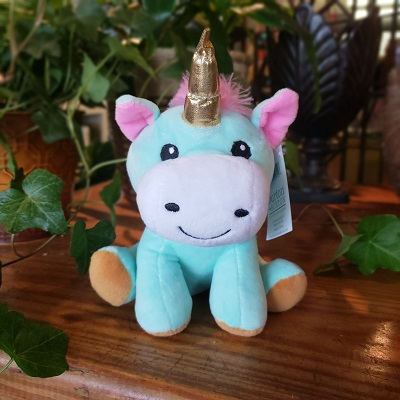 happy blue unicorn toy
