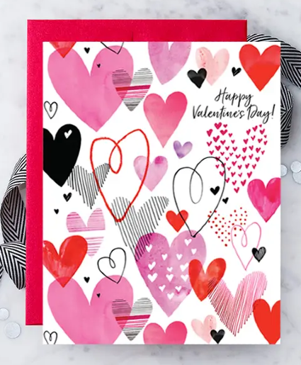  Happy Valentine's Day Hearts Greeting Card. 