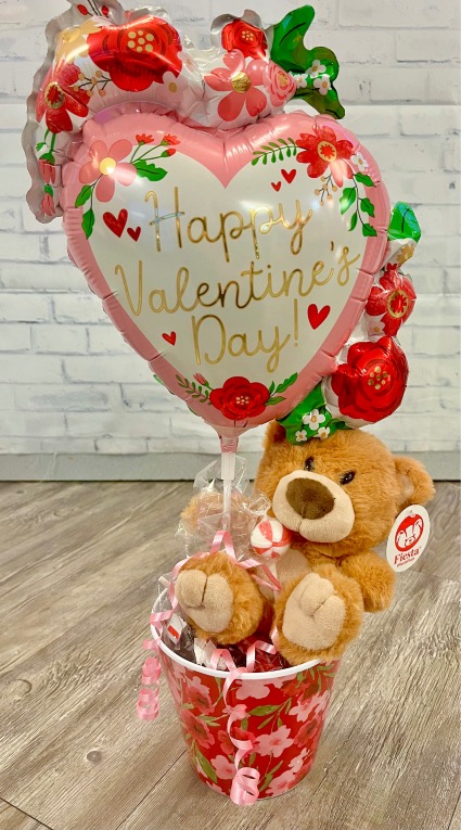 Happy Valentines to Cuddles and Candy  Floral Container 