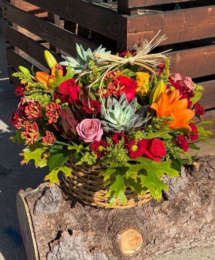 Harvest Bloom Basket Floral Arrangement