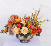 Harvest Blooms Compote Arrangment by Sam