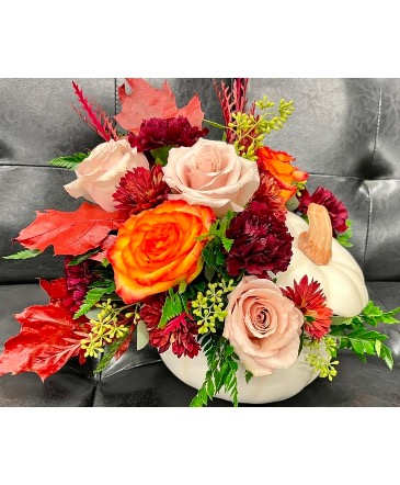 Harvest Charm Pumpkin container in Wayne, NJ | Rustic Rose Florist