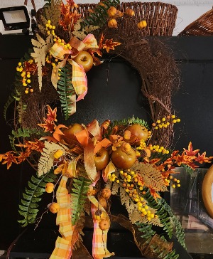 ON SALE...Harvest Fall Wreath Permanent Botanical Design